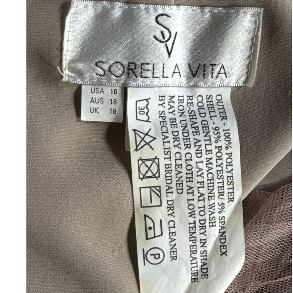 Sorella Vita Champagne Blush Tulle Maxi Bridesmaid Dress Evening Gown Women 16 - Picture 8 of 10